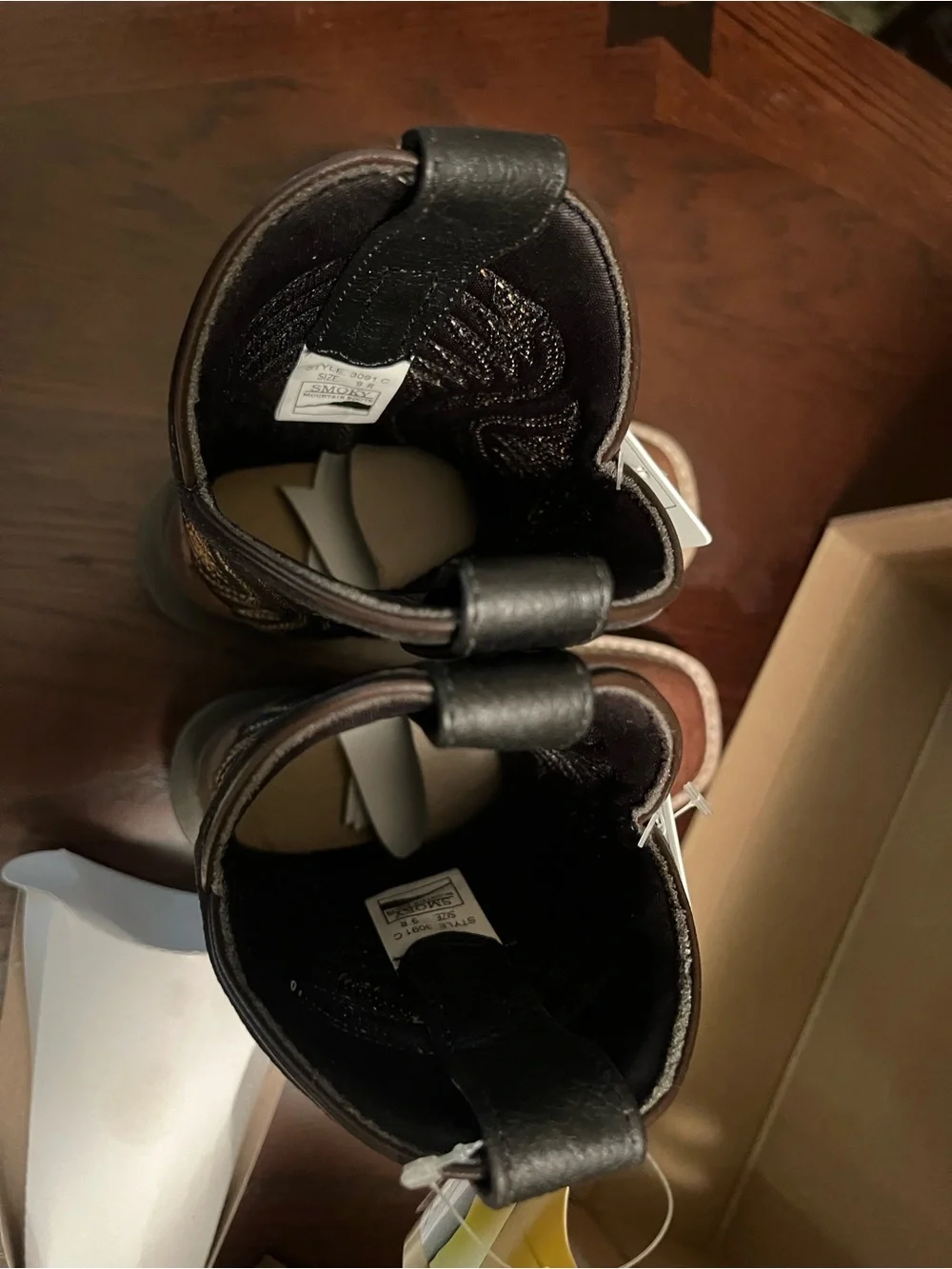Smoky Mountain Kids LEATHER Two-Tone Brown & Black Western Boots